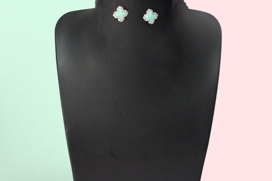 Turquoise Clover Earrings (Silver)