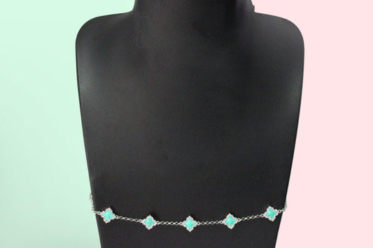 Turquoise Clover Bracelet (Silver)