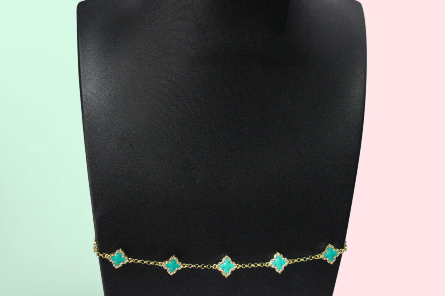 Turquoise Clover Bracelet (Gold)