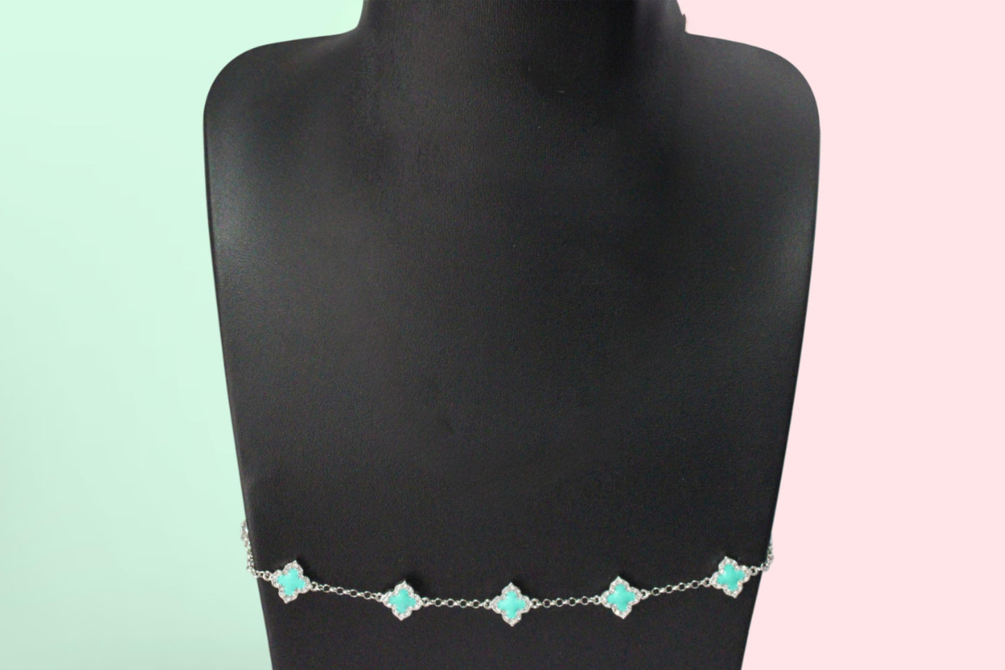 Turquoise Clover Bracelet (Silver)